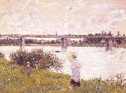Claude Monet The Promenade with the Railroad Bridge, Argenteuil painting